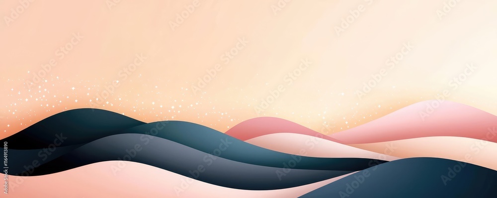 Poster starry abstract background concept. abstract wave patterns in soft pink and blue hues create a calmi