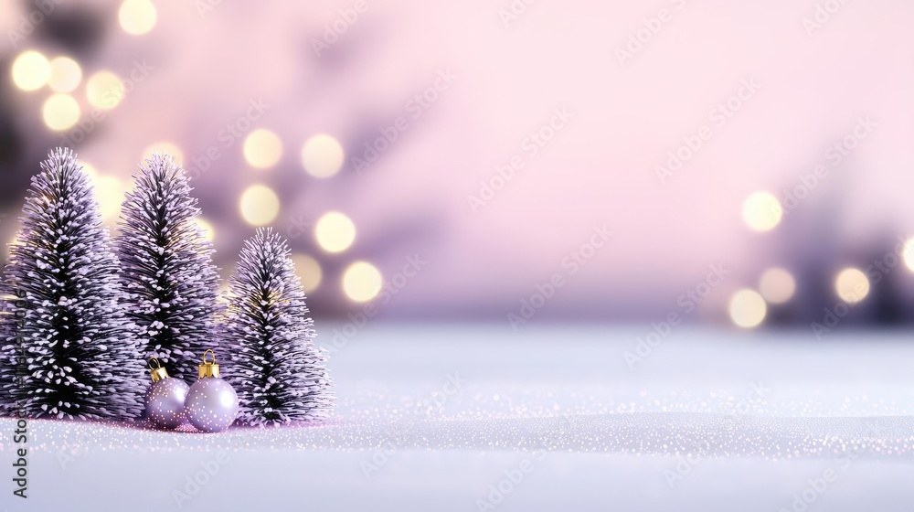 Poster starry abstract background concept. beautiful winter landscape with festive trees and soft, sparklin