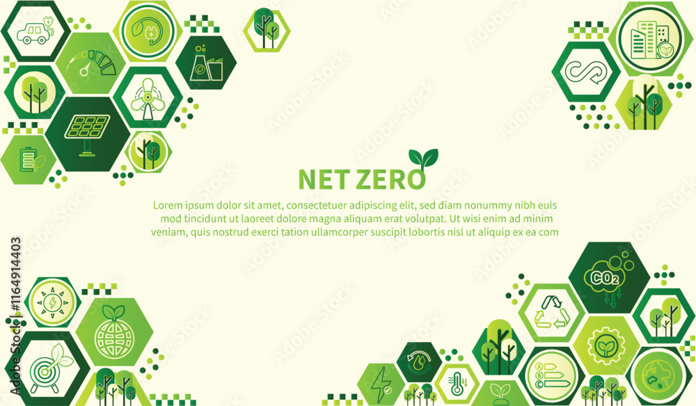 Fototapete net zero and carbon neutral concept.net zero greenhouse gas emissions target.climate neutral long te