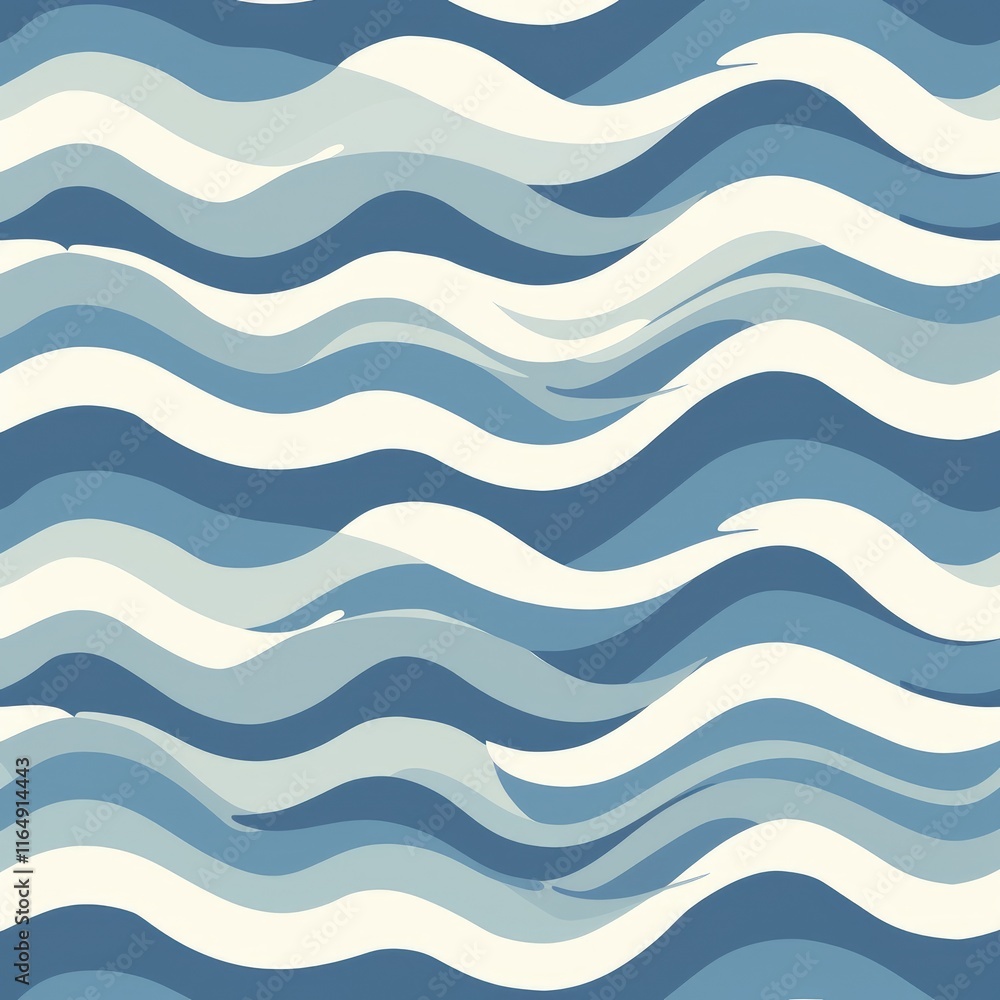 Poster a pattern of flowing waves in varying shades of blue and white, creating a calming effect.