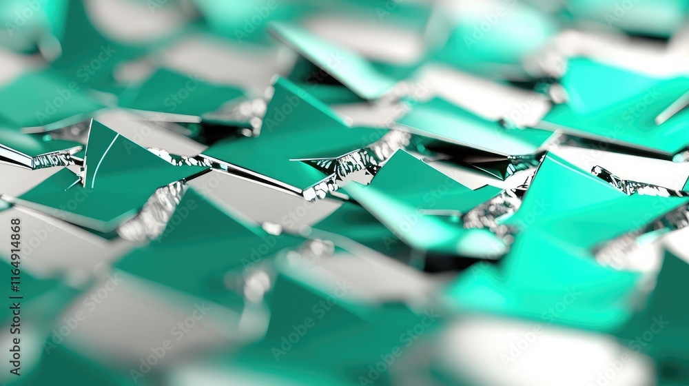 Poster torn abstract background idea. abstract close-up of reflective turquoise and silver geometric shapes