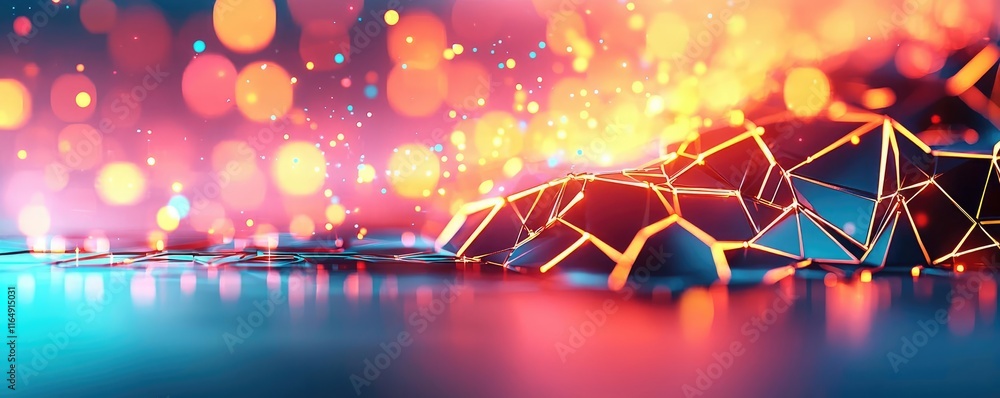 Poster torn abstract background idea. abstract glowing landscape with vibrant colors and dynamic light effe