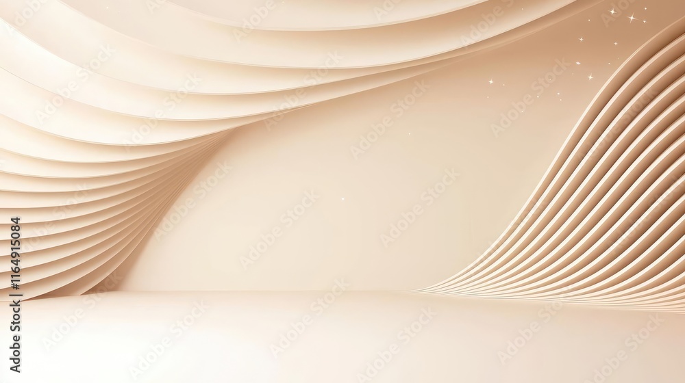 Aufkleber starry abstract background concept. elegant abstract design with smooth curves and soft beige tones 