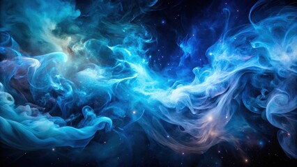 Obraz premium Abstract Cosmic Nebula Swirling Blues and Whites in a Starry Night Sky