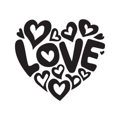 Happy Valentine's Day Silhouette Typography Vector Design.