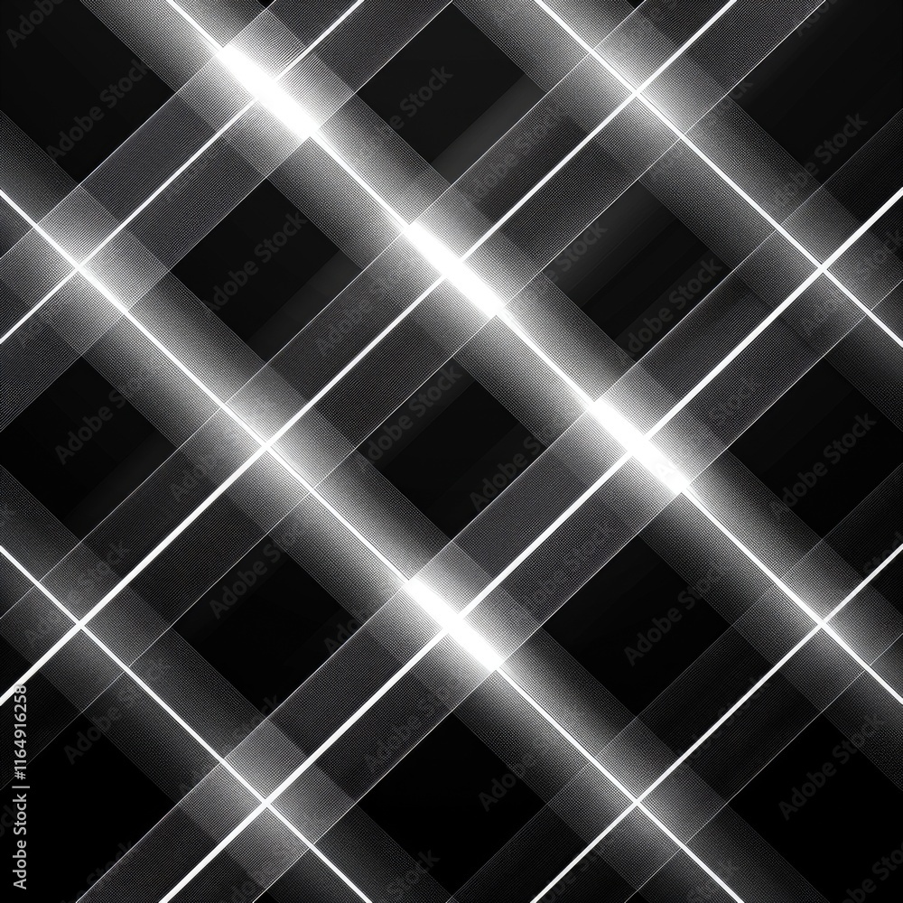 Aufkleber a geometric pattern of intersecting lines and light reflections on a black background.