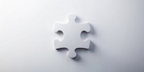 Obraz premium Single White Puzzle Piece on a Light Gray Background A Concept of Missing Information, Problem Solving, or Finding Solutions
