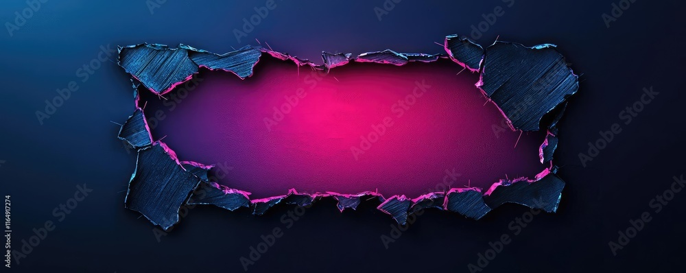 Poster torn abstract background idea. an abstract graphic featuring a torn edge with vibrant pink illuminat