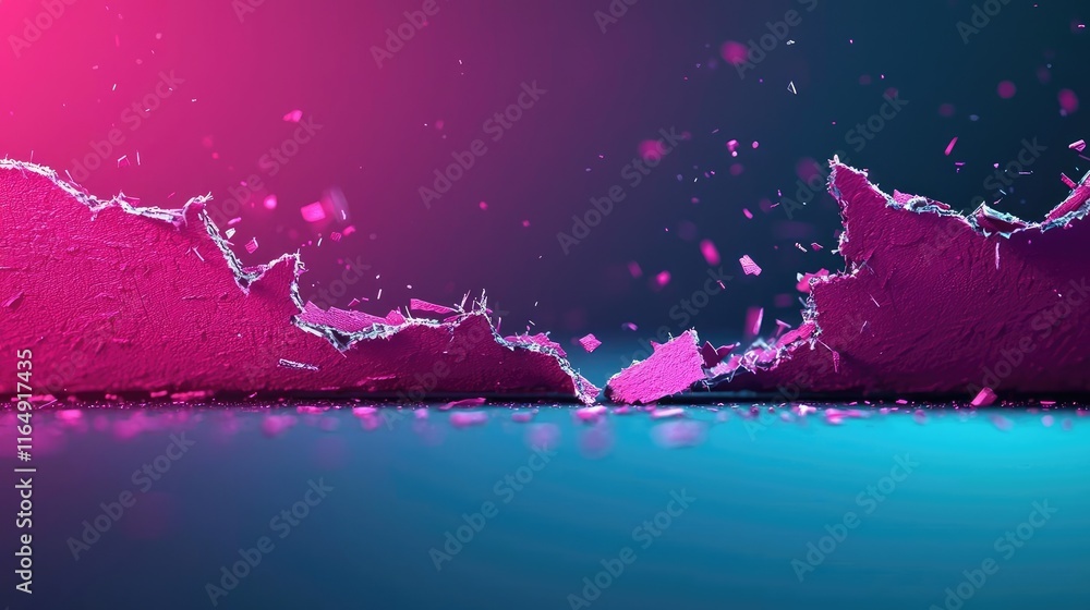 Poster torn abstract background idea. vibrant abstract background with cracked surface and colorful gradien