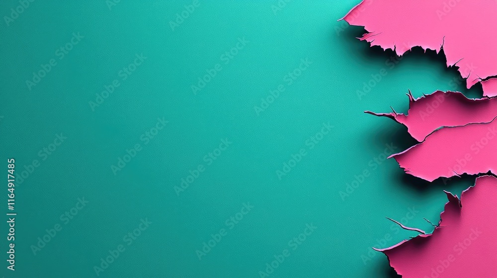 Poster torn abstract background idea. colorful torn paper in pink and teal, creating an artistic and modern