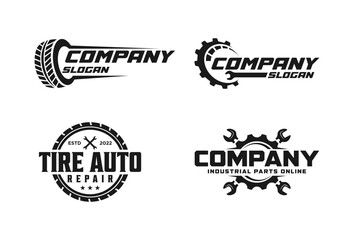 Vector logo of car parts, auto repair, tires logo