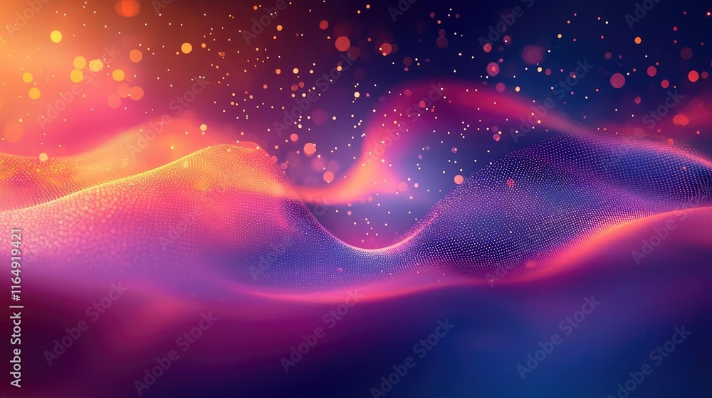 Aufkleber droplets abstract background concept. a vibrant abstract design with waves of color and glowing part