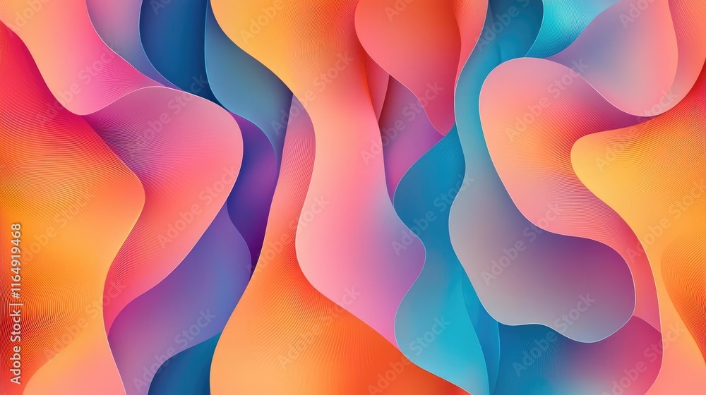 Poster droplets abstract background concept. vibrant wave patterns in hues of pink, orange, and blue, creat