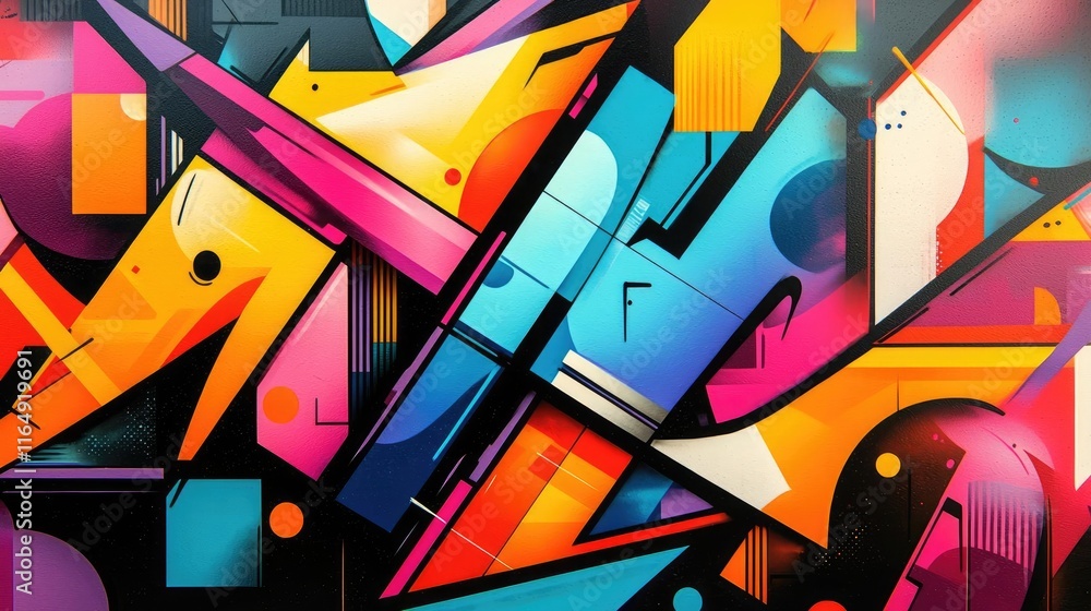 Poster graffiti abstract background idea. vibrant abstract graffiti art with dynamic shapes and vivid color