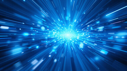 Abstract blue light burst with radiating beams and particles. Excellent for technology, innovation, energy, and futuristic design concepts.

