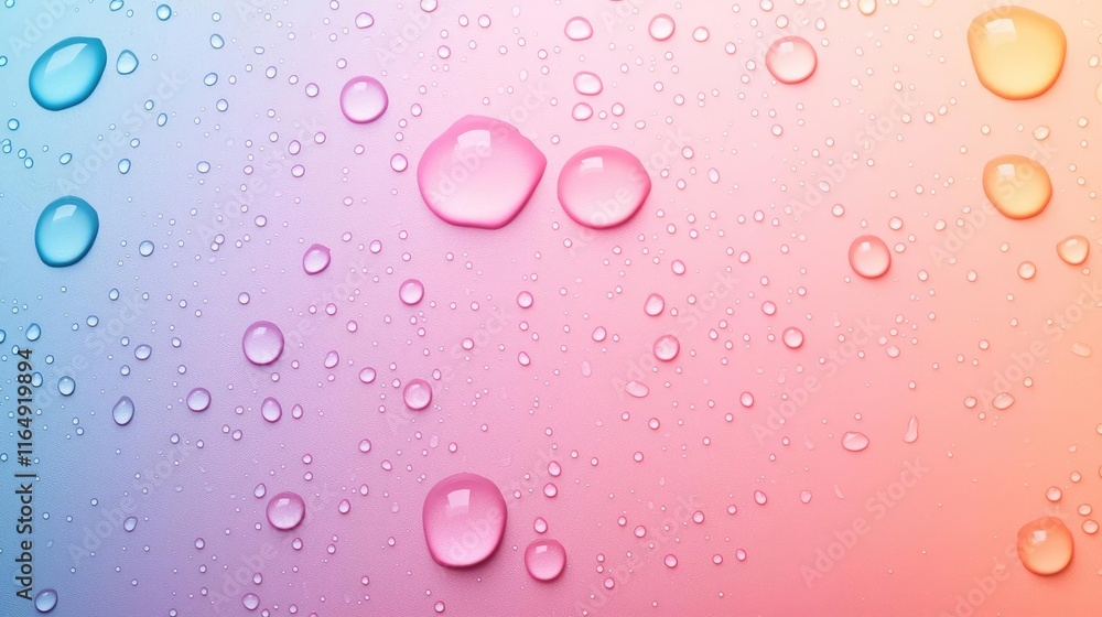 Poster droplets abstract background concept. colorful raindrops on a gradient background, creating a vibran