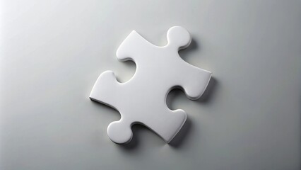 Obraz premium Single White Jigsaw Piece on a Neutral Background A Symbol of Unity, Problem Solving, and Completing a Task