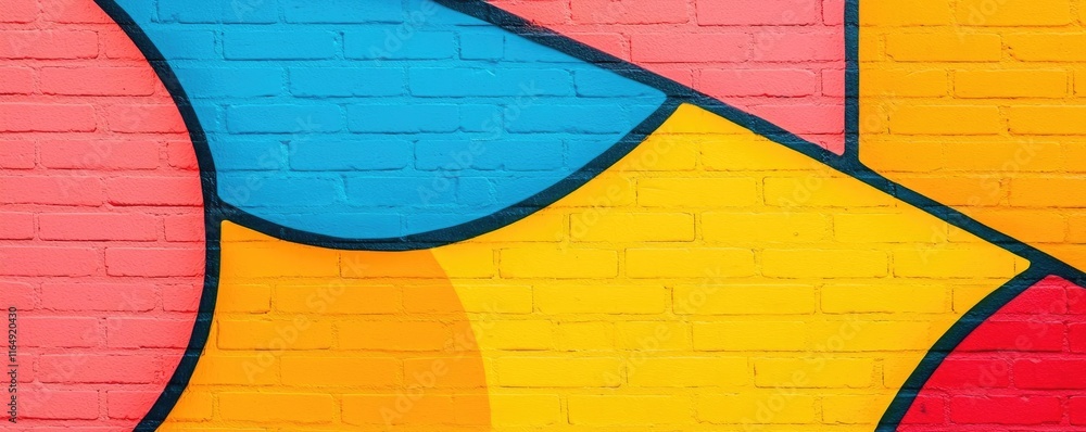 Poster graffiti abstract background idea. vibrant abstract geometric mural with colorful shapes on a textur
