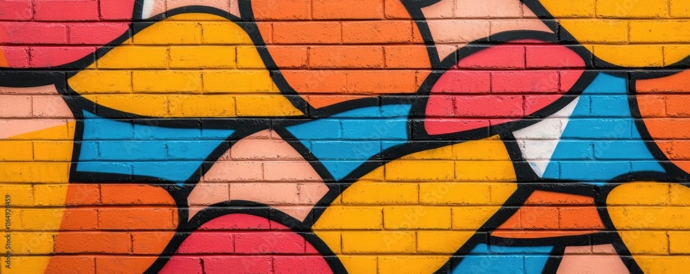 Poster graffiti abstract background idea. colorful abstract mural illustrating vibrant shapes and patterns 