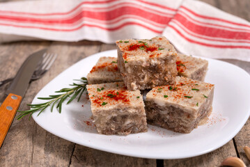 Dish of aspic made of pork