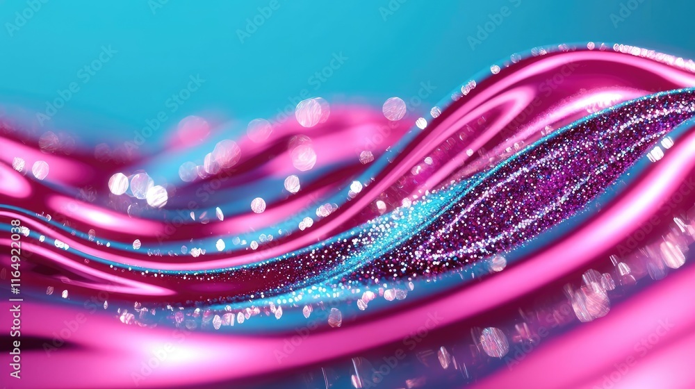 Poster sparkle abstract background idea. colorful wave pattern with shiny glitter and smooth curves in vibr