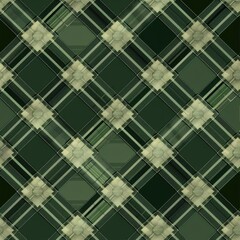 Naklejka premium A geometric pattern featuring interlocking squares in shades of green.