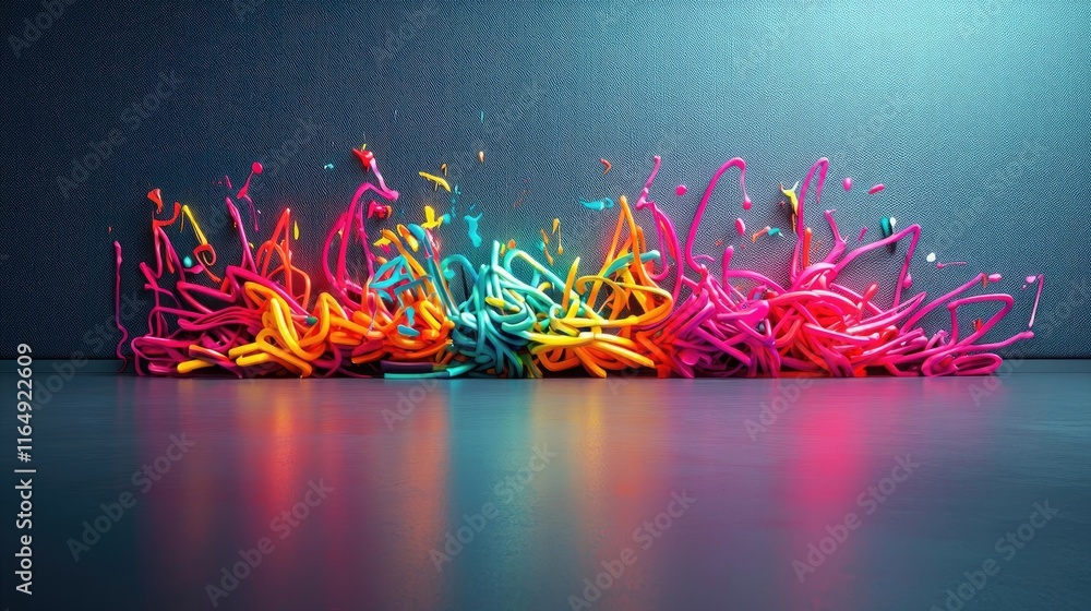 Poster graffiti abstract background idea. vibrant abstract lines in bright colors create a dynamic and ener
