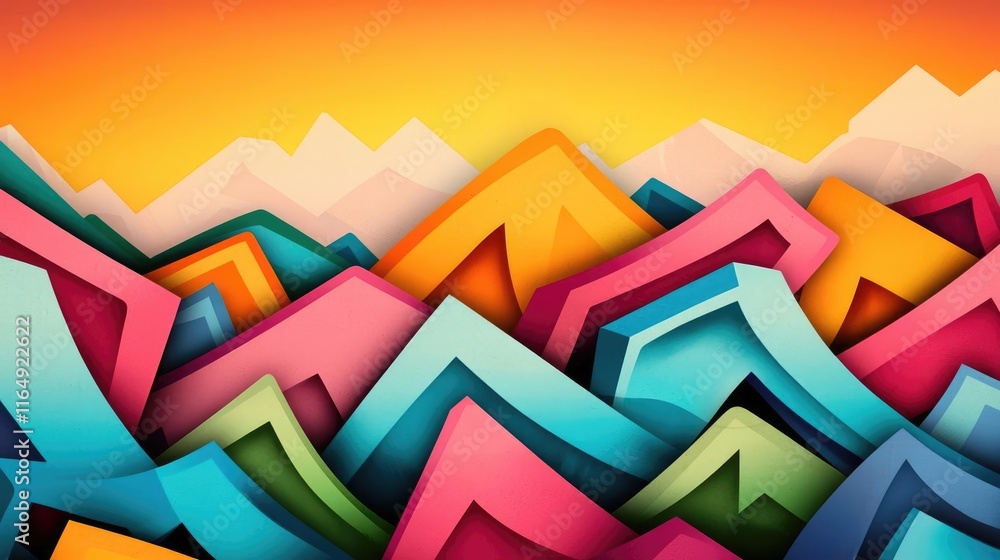 Poster graffiti abstract background idea. vibrant abstract mountain patterns with bold colors creating an e