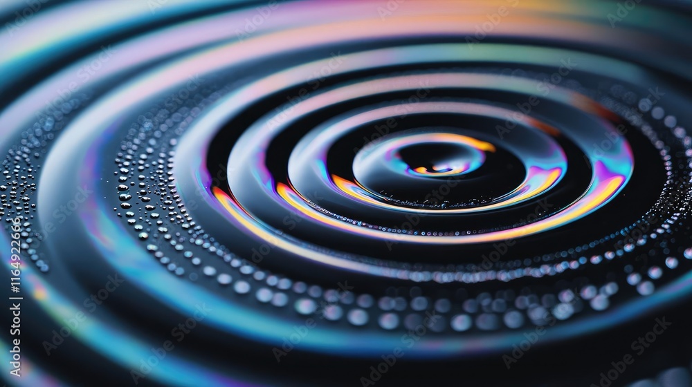 Poster droplets abstract background concept. a mesmerizing close-up of colorful water ripples creating a st