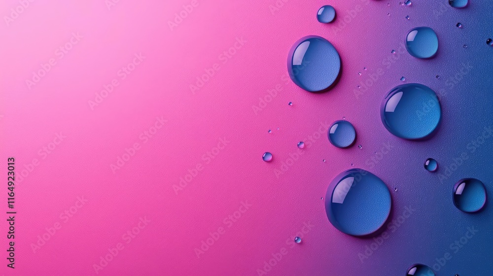 Poster droplets abstract background concept. vibrant water droplets on a colorful gradient background, crea