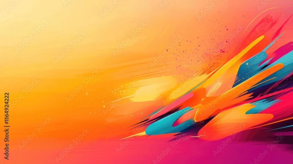 Poster Graffiti abstract background idea. Vibrant abstract background with colorful brush strokes and a gradient effect.