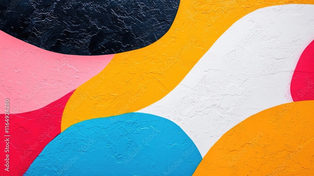 Poster graffiti abstract background idea. vibrant abstract mural with colorful shapes and textures on a smo