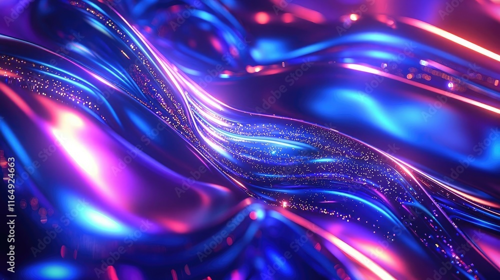Aufkleber sparkle abstract background idea. vibrant abstract waves made of light in shades of blue and pink cr