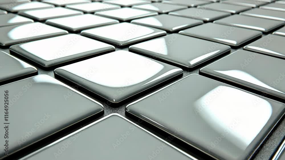 Poster glossy square tiles arranged in a modern pattern showcasing reflections and smooth surfaces