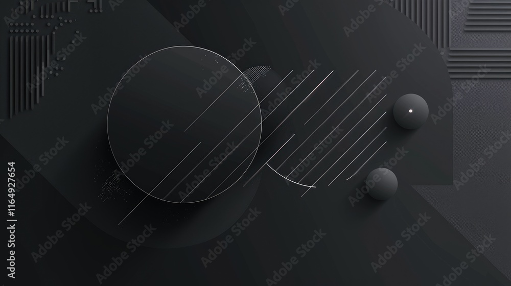 Aufkleber abstract geometric design with circles and lines on a dark background.