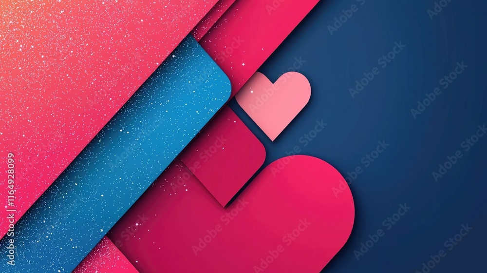 Poster sparkle abstract background idea. colorful abstract hearts and shapes create a vibrant design for ro