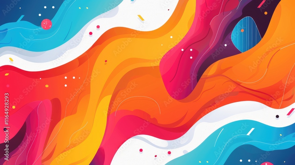 Poster a vibrant abstract design featuring flowing colors and dynamic shapes.