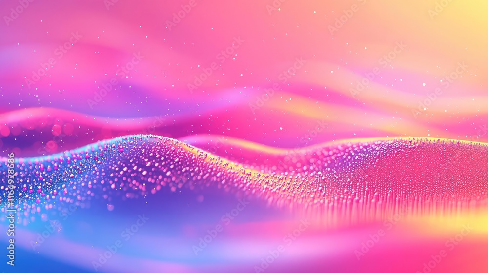 Poster droplets abstract background concept. vibrant abstract waves with sparkling effects in colorful hues