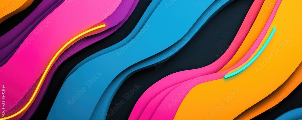 Poster graffiti abstract background idea. vibrant abstract waves in bold colors create a dynamic visual exp