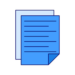 Simple and minimal paper document icon vector illustration, blue paper document icon vector in lineal color style perfect for business project needed