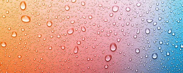 Droplets abstract background concept. A colorful background with raindrops on a gradient surface, evoking freshness and clarity.
