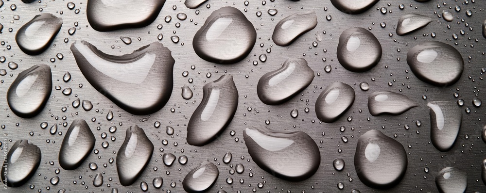 Poster droplets abstract background concept. close-up view of water droplets on a dark surface, showcasing 