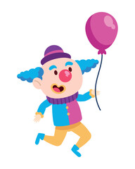 happy clown cartoon with balloon