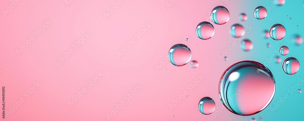 Poster droplets abstract background concept. colorful water droplets on a vivid background create a refresh