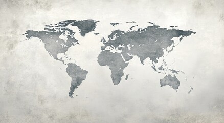 Grunge-textured world map illustration.
