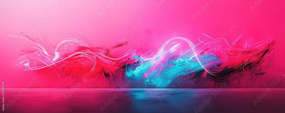 Poster graffiti abstract background idea. vibrant abstract background with dynamic flowing lines in pink an