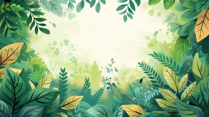 Lush green foliage creating a serene, inviting atmosphere with a soft, light background.