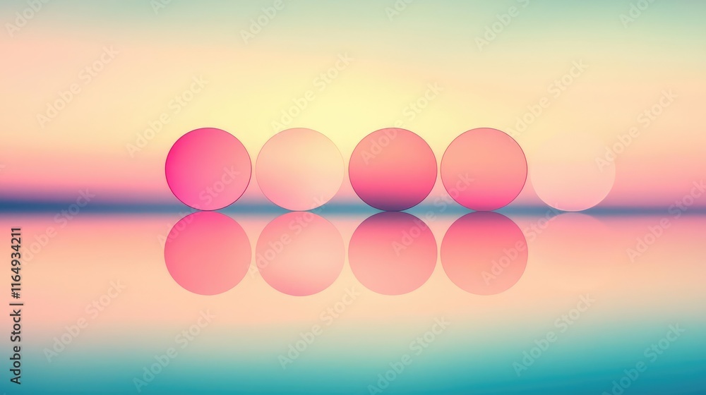 Poster circles abstract background idea. abstract design with colorful spheres reflected on a smooth surfac