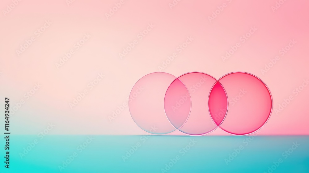 Poster circles abstract background idea. abstract overlapping circles in pink and blue create a modern, min