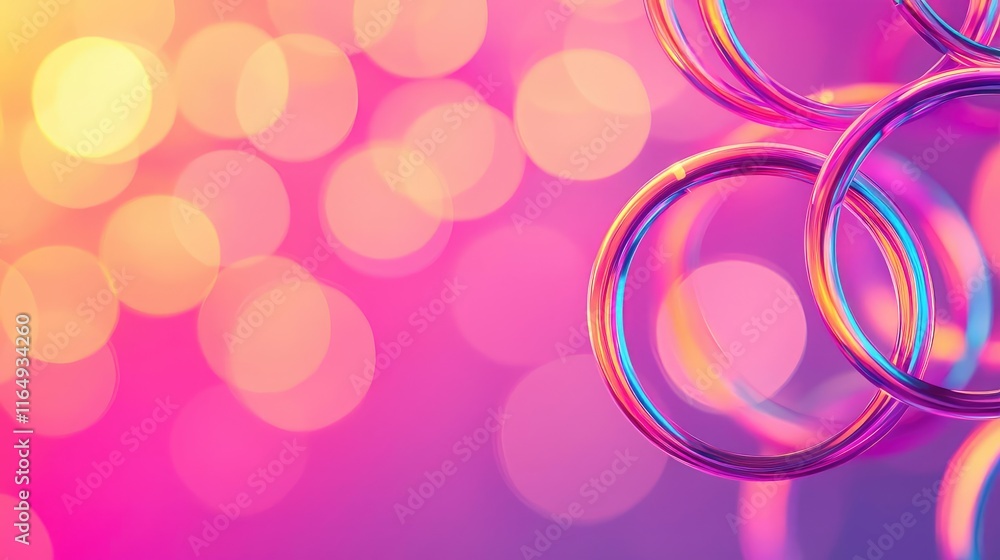 Poster circles abstract background idea. colorful abstract rings with bokeh background in vibrant shades of